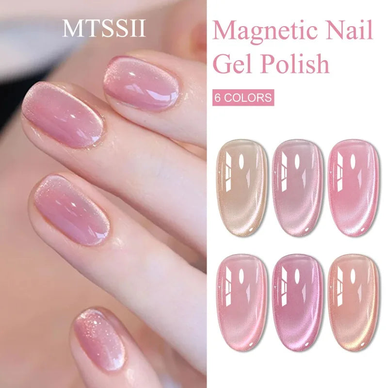7-Piece Magnetic Gel Nail Polish Set with Magnetic Rod - Semi-Permanent UV Varnish