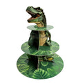 3-Tier Dinosaur Cupcake Stand Kids Party Decor Dino Dessert Tower