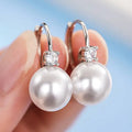 Elegant Drop Earrings with Imitation Pearl and CZ for Wedding and Engagement