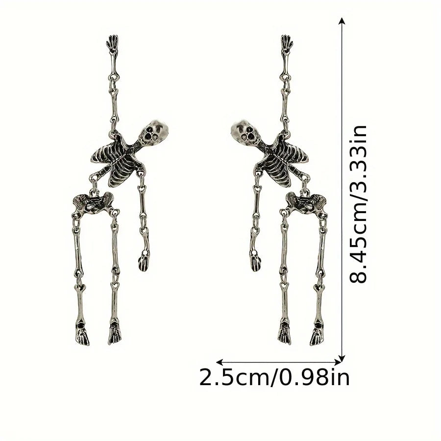 Halloween Skull Earrings Unisex Skeleton Jewelry Party Gift Silver or Gold Color