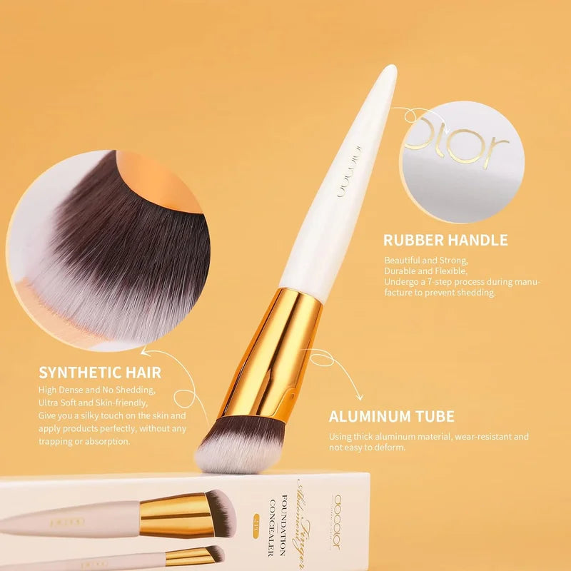 Angled Foundation & Concealer Makeup Brush Set - Vegan Synthetic Bristles