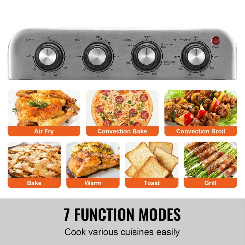 18L Air Fryer Toaster Oven Stainless Steel Countertop Combo - 7-in-1