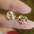Eternity Love Earrings for Women Heart Stud Piercing Silver & Gold Tones