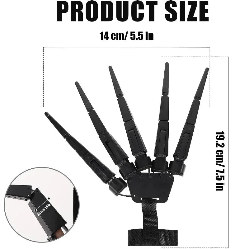 Halloween Articulated Skeleton Hand Prop Scary Fake Finger Gloves for Cosplay & Party Decor