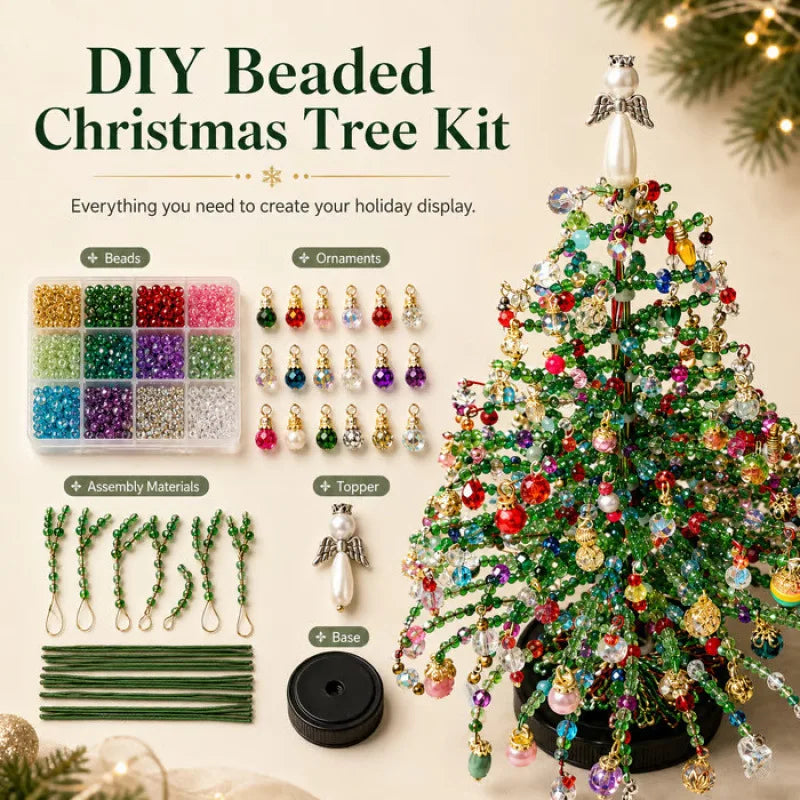 Mini Desktop Christmas Tree DIY Beaded Craft Kit - Holiday & Xmas Decor