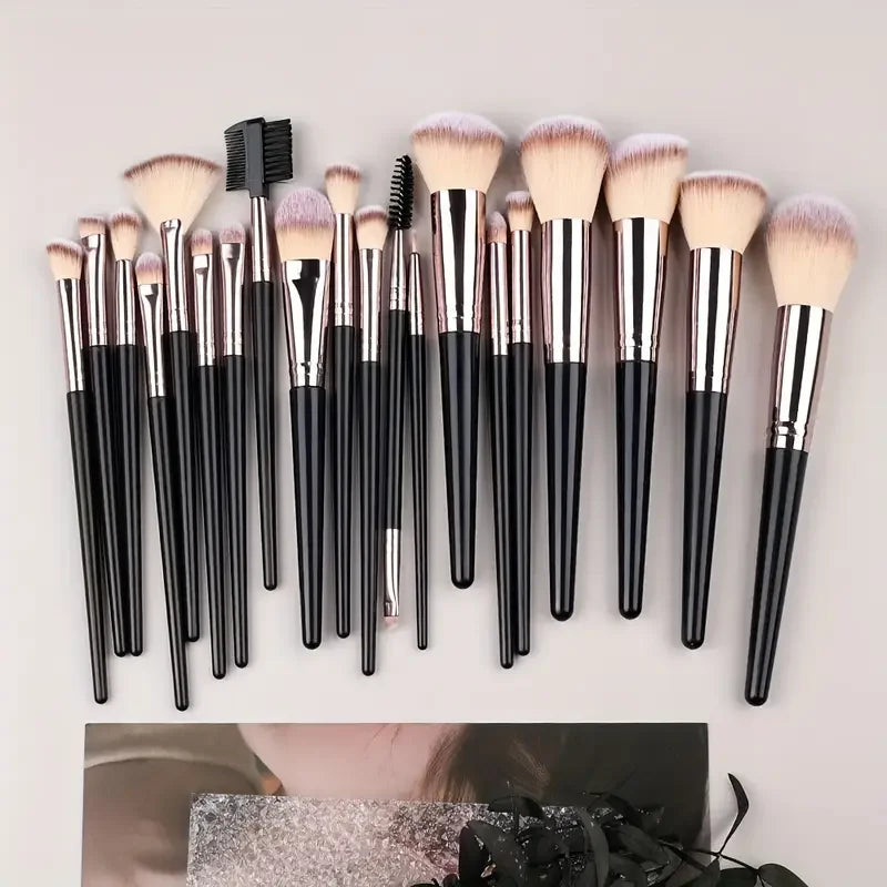 Makeup Brushes Set with Sponges and Puffs - Eye Shadow, Foundation, Blush, Highlighter, Concealer Tools