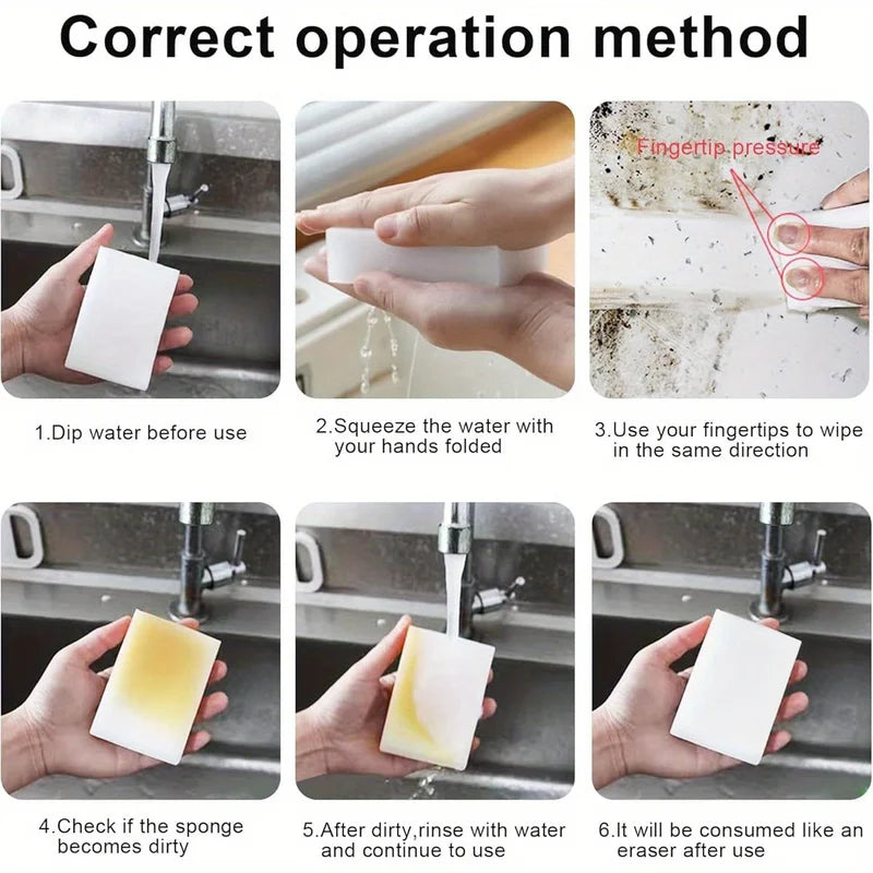 20Pcs Melamine Sponge Cleaning Erasers for Kitchen & Household Use