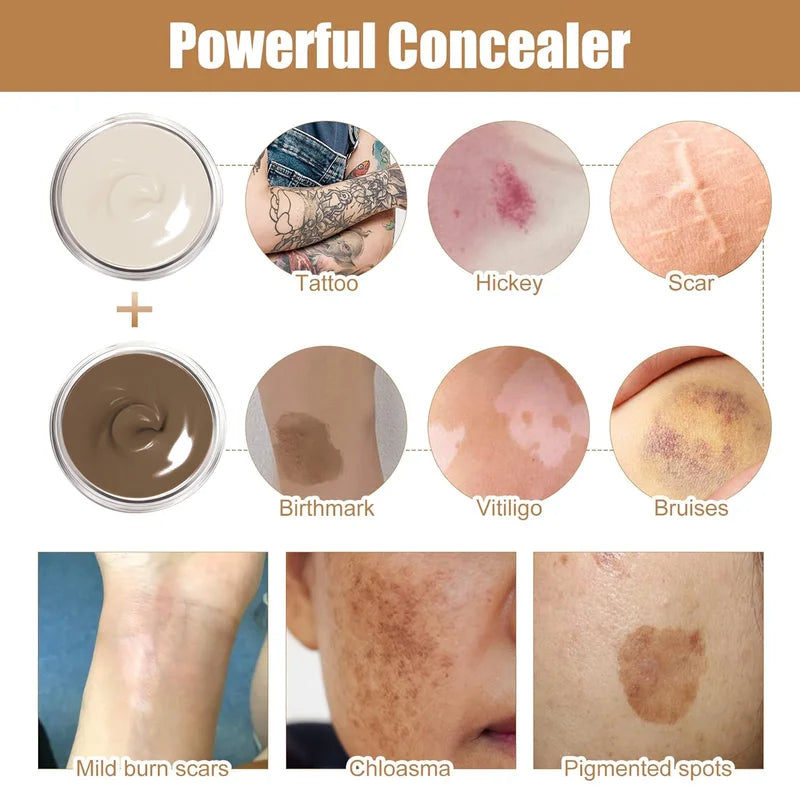 Waterproof Full Coverage Tattoo Concealer for Scars & Dark Spots - 2 Colors