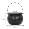 Halloween Candy Bowl Decorations Black Plastic Cauldron with Iron Rack for Parties