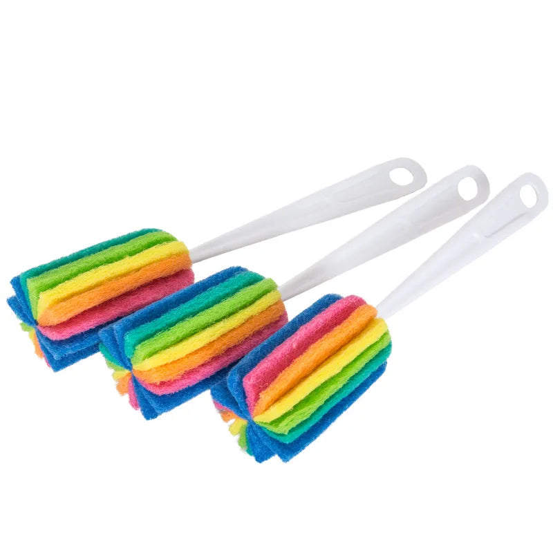 Rainbow Sponge Bottle Brush with Long Handle - Reusable Glass & Mug Cleaning Tool