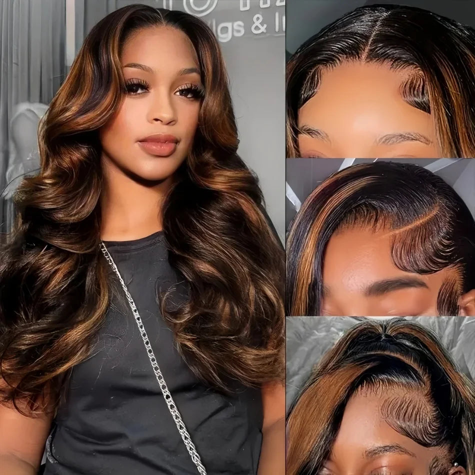 Highlight Ginger 13x6 HD Lace Human Hair Wig Body Wave Ombre Lace Front Wig