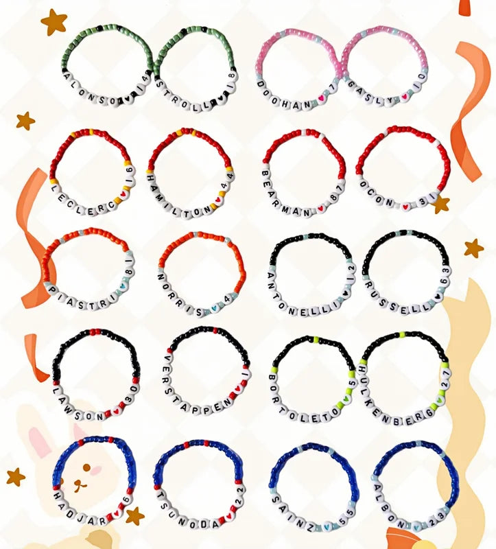 Handmade F1 Grid Inspired Beaded Friendship Bracelet Creative Gift