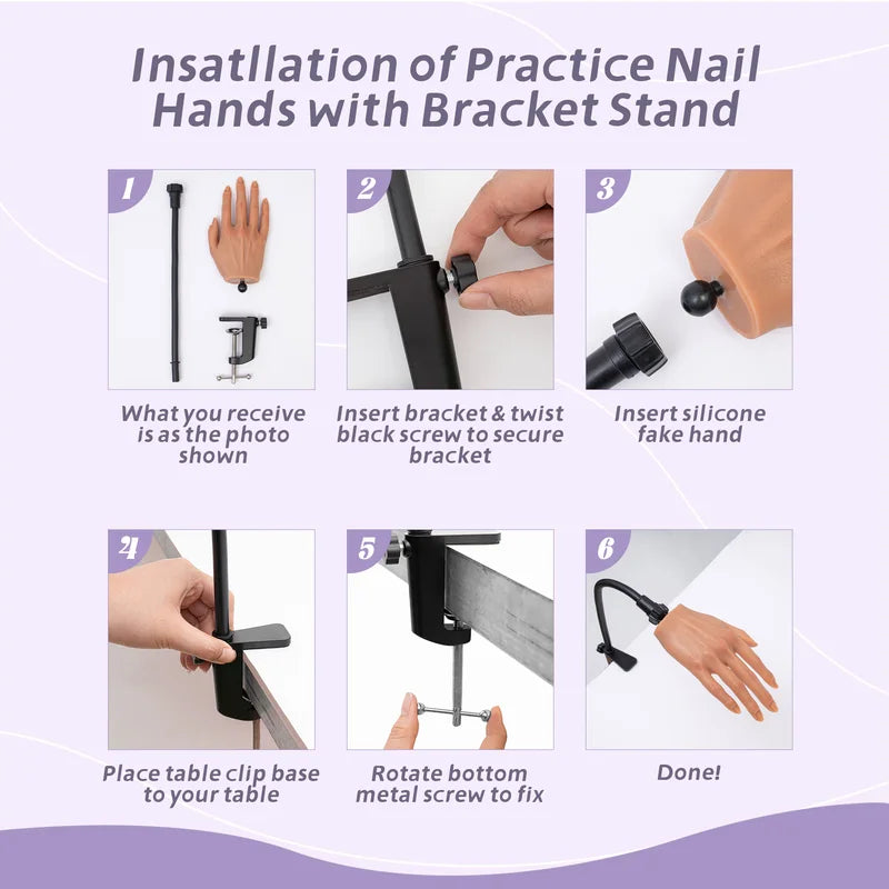 Practice Hand for Acrylic Nails - Silicone Flexible Reusable Nail Training Tool