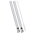Stainless Steel Milkshake & Cocktail Straws Set with Brush - Multiple Colors