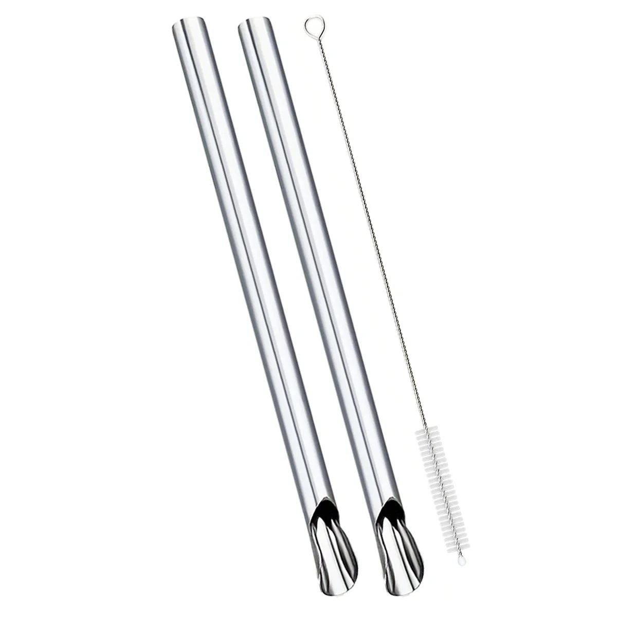Stainless Steel Milkshake & Cocktail Straws Set with Brush - Multiple Colors