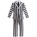 Kids Halloween Cosplay Costume Boys Girls Black and White Striped Coat and Pants
