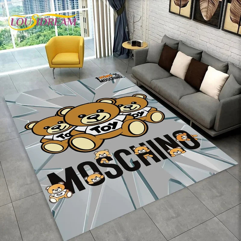3D Cartoon Toy Bear Area Rug for Living Room and Bedroom - Non-Slip Carpet