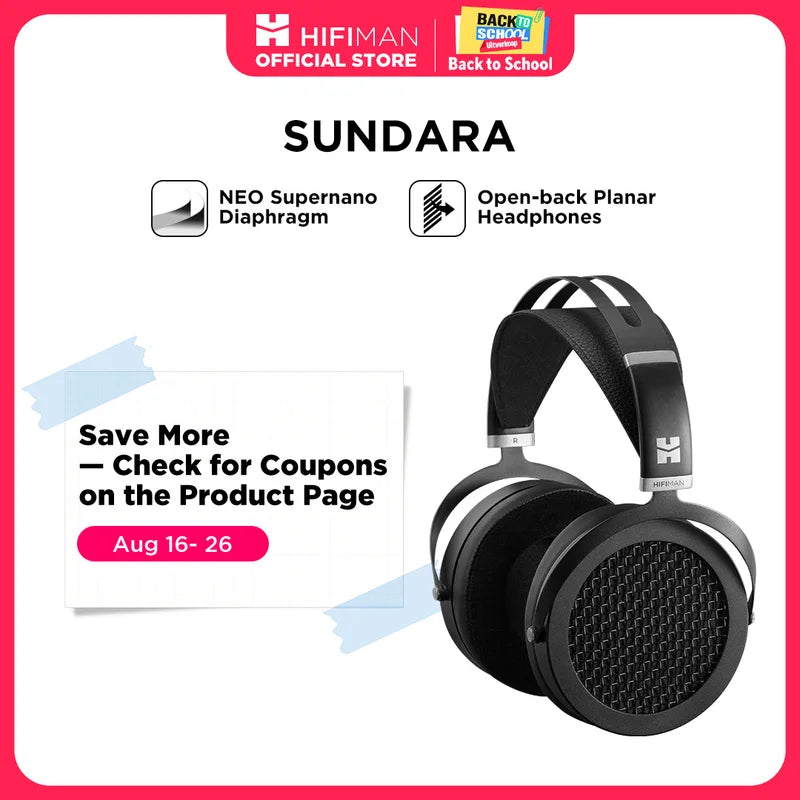 HIFIMAN Sundara Over-Ear Planar Magnetic Headphones - Black, High-Fidelity Audio
