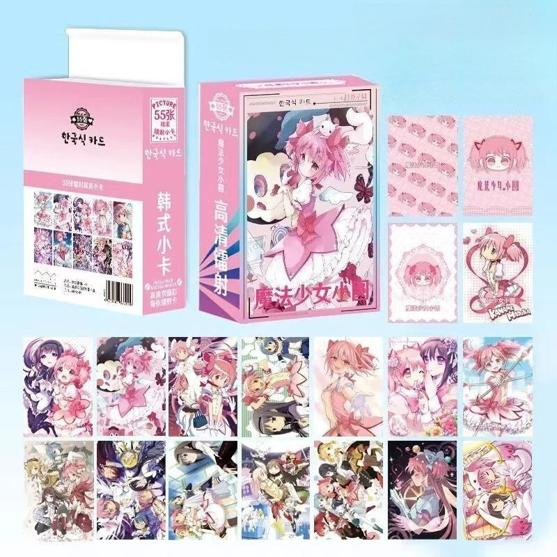 55Pcs Anime Madoka Magica Photo Card Set Laser Lomo Kaname Madoka Mami Homura Sayaka Gift