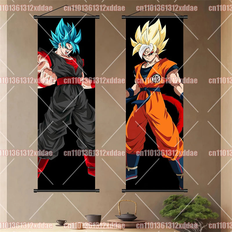 Anime Scroll Wall Art - Dragon Ball Goku Vegeta Poster Mural for Home & Kids Decor