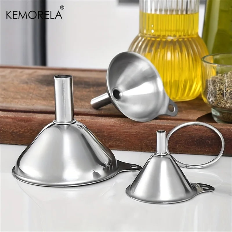 3-Pack Stainless Steel Kitchen Funnels Oil Spill Dispenser Wine Leak Tool