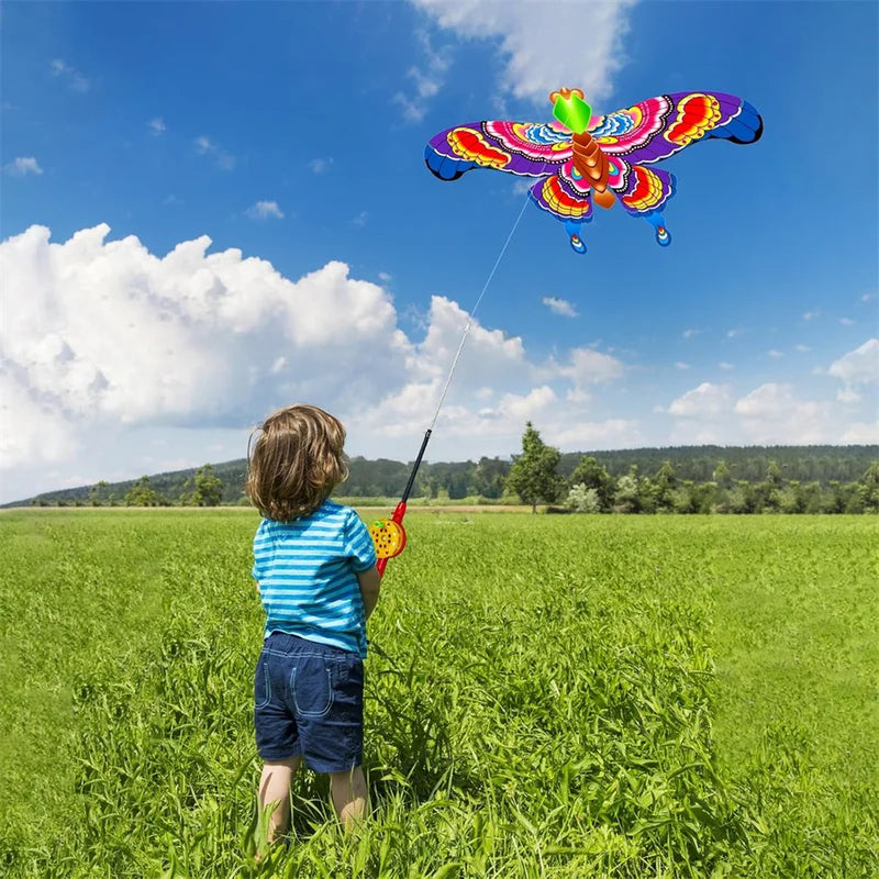 Kids Outdoor Mini Animal Kite with Foldable Fishing Rod - Butterfly Parrot Swallow
