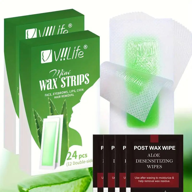 Painless Fast Hair Removal Wax Strips for Face & Body - Multiple Colors