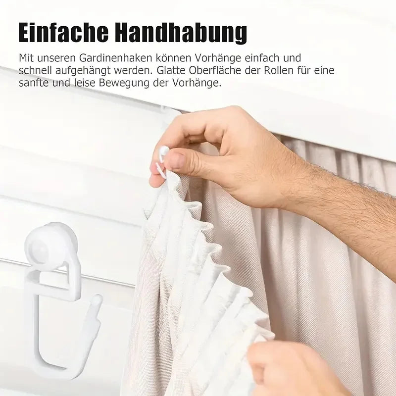 50pcs Silent Curtain Pulley Hooks for Track & Drapes - Easy Install, Durable