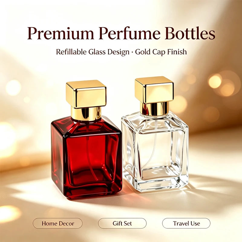 50ml High-End Glass Perfume Spray Bottle - Portable Travel Dispenser