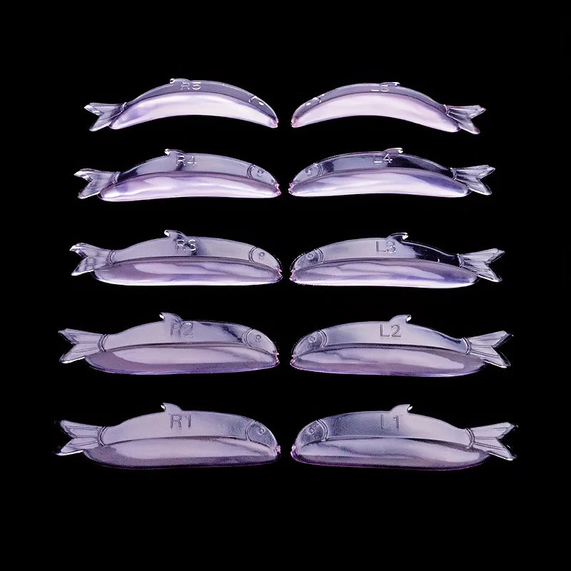 Reusable Eyelash Lifting Kit with Silicone Fish-Shaped Perm Rods - 3D Lash Curler & Extension Supplies