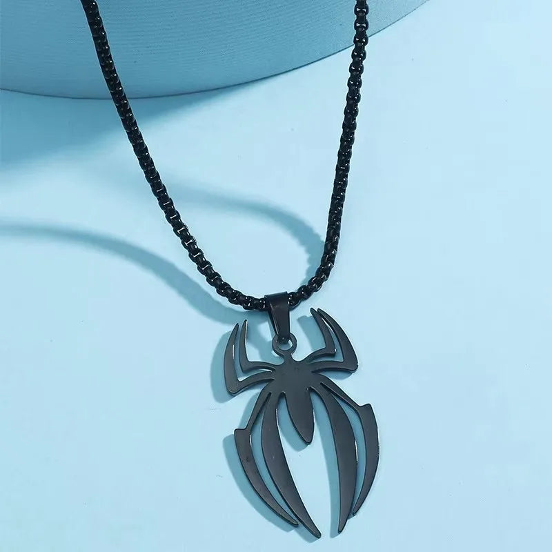Spider Shape Cosplay Necklace Men Stainless Steel Pendant Chain Choker Jewelry Accessories