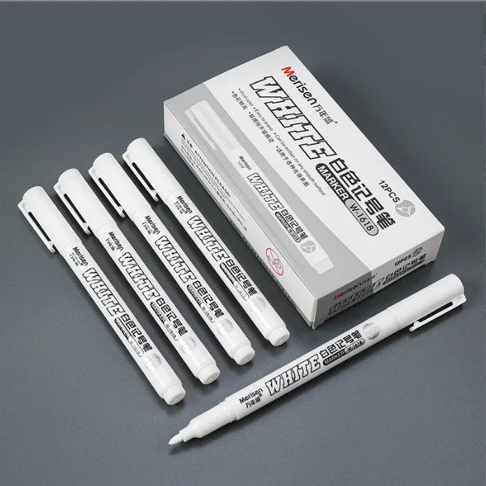 Waterproof White Marker Pen for Tattoo & Skin Marking - 1mm Tip