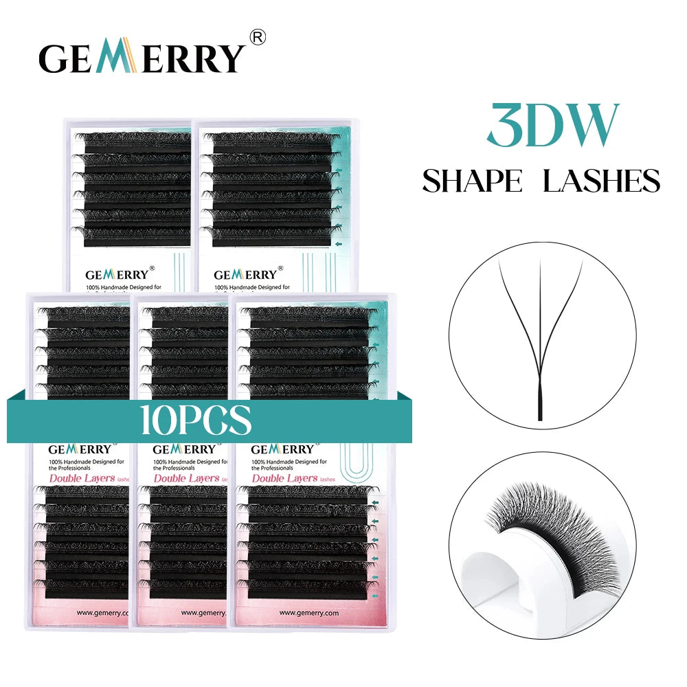 Premade 3D W Shape Eyelash Extensions - Natural Faux Mink Lash Fans, Multiple Sizes & Curls