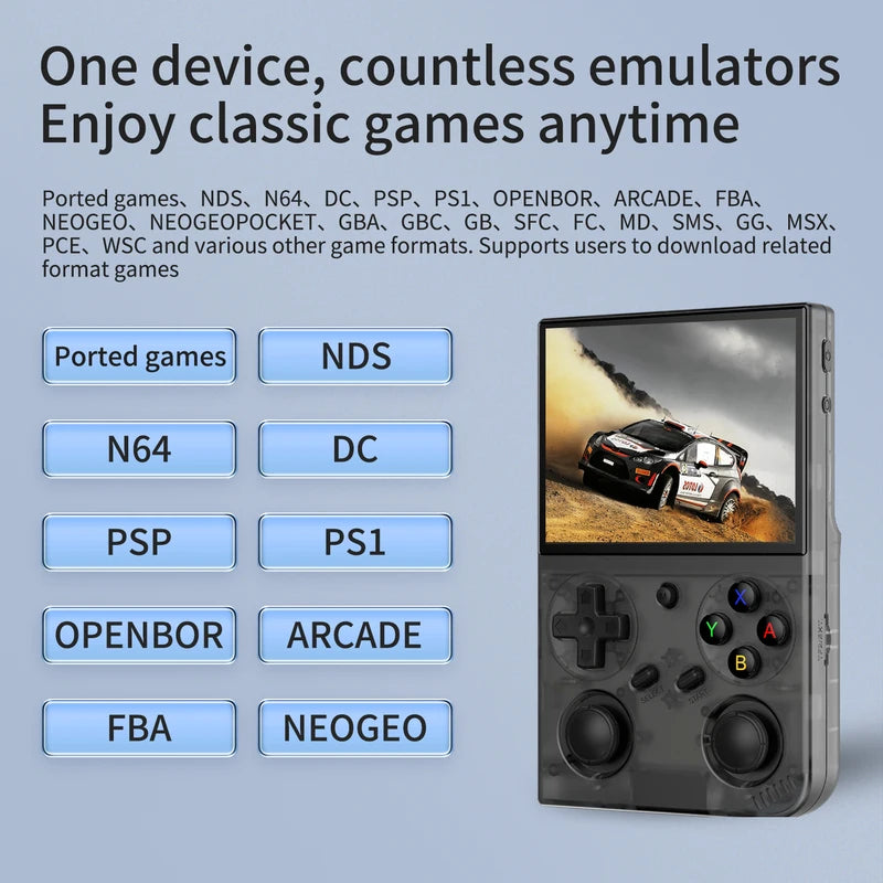Handheld Retro Game Console with 3.5-Inch IPS Screen Dual Joysticks Vibration