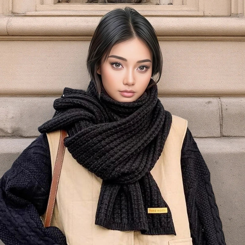 Unisex Thick Warm Knitted Wool Scarf in Winter Autumn Soft Cashmere Style