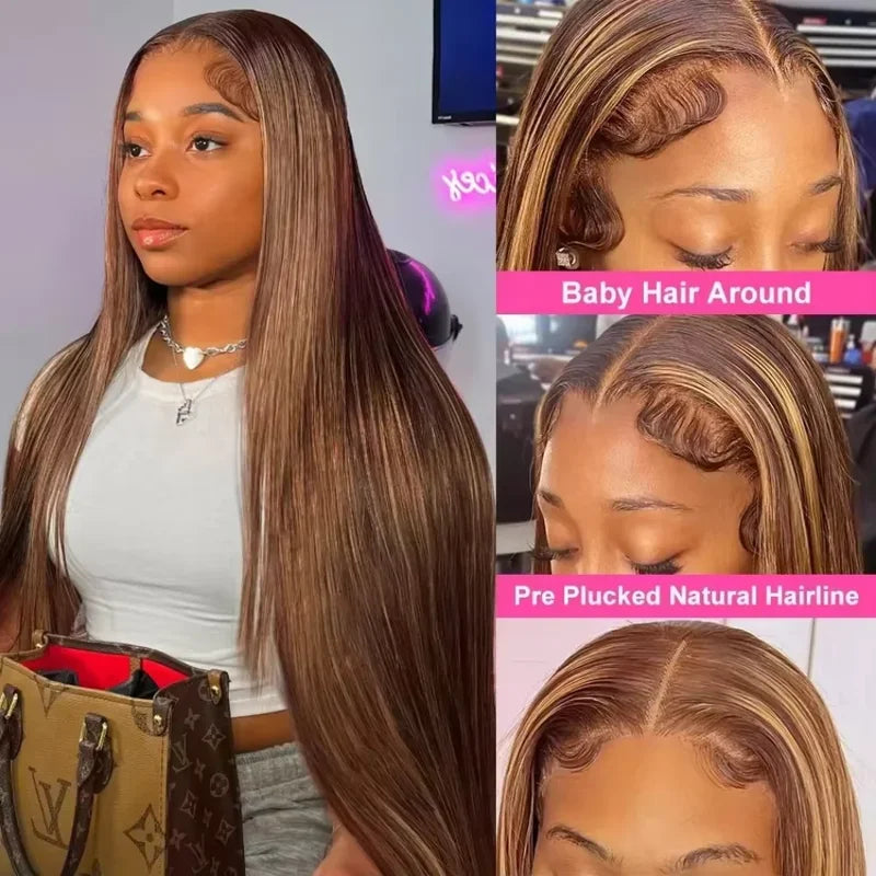 Pre-Plucked Human Hair Wigs with Lace Front & 250% Density - Straight Bob Wigs for Women