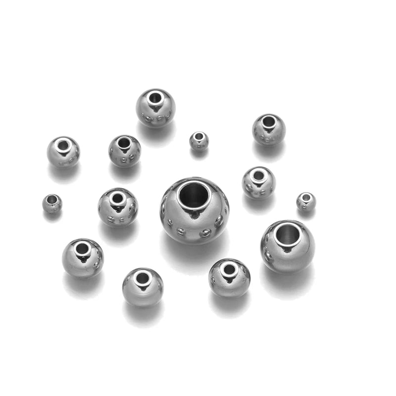 50/100pcs Stainless Steel Spacer Beads for Jewelry Making DIY Necklace & Bracelet Supplies