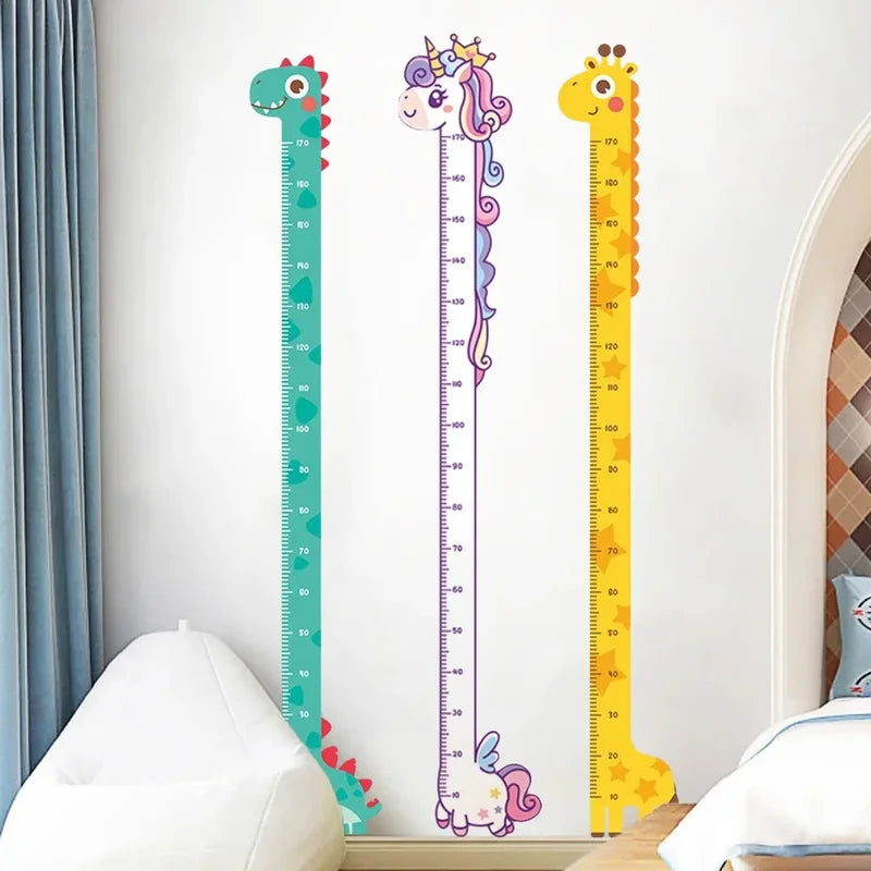 180cm Whimsical Animal Growth Chart Wall Decals for Nursery & Kids Room Decor