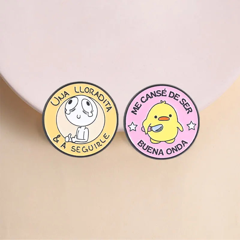 Spanish Memes Enamel Pins - Cute Brooches for Mental Health & Latinx Style