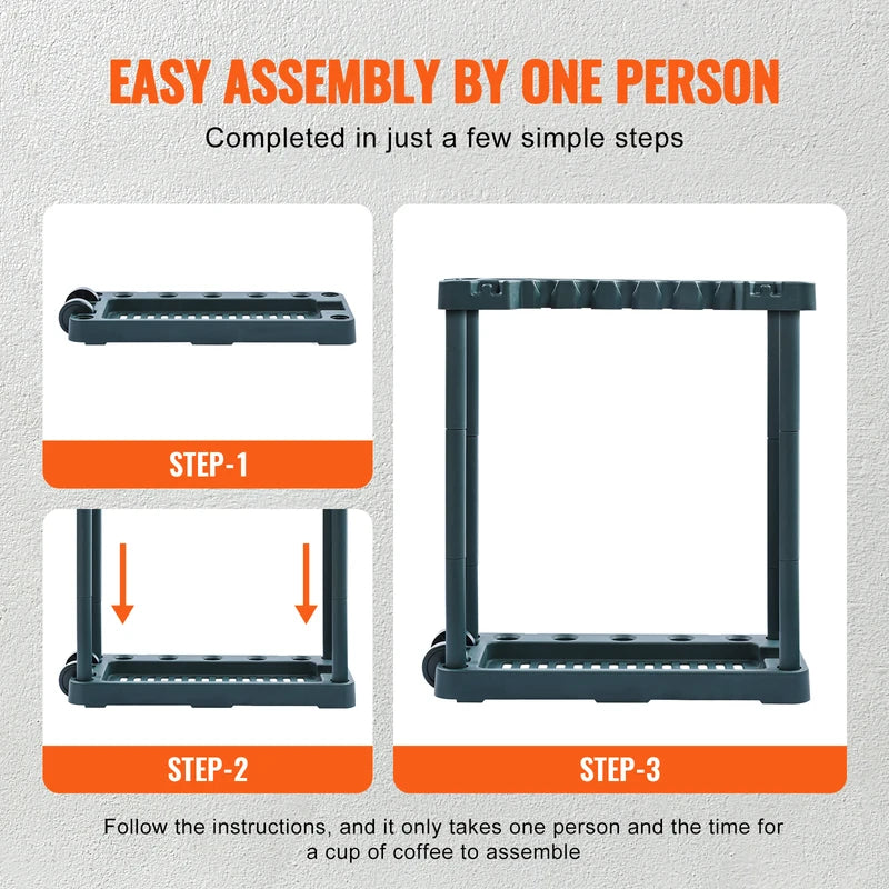 Garden Tool Organizer Rack with 10 Slots for Garage and Shed Storage