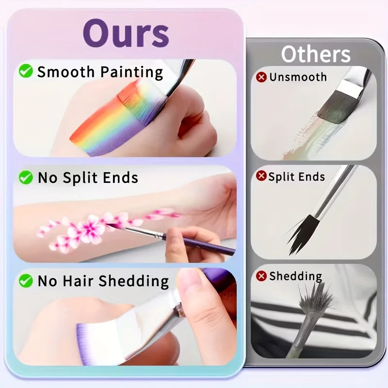 Professional Painting Brush Set - Wide Delicate Makeup & Art Brushes, 7-11 Pieces