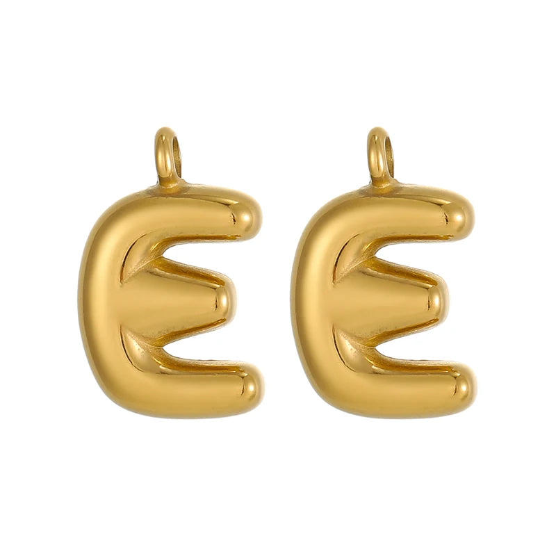 Stainless Steel Gold Plated Charms Bubble Letter Pendant DIY Jewelry Accessories
