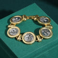 Vintage Coin Pendant Bracelet for Women Gold Plated Antique Jewelry Gift