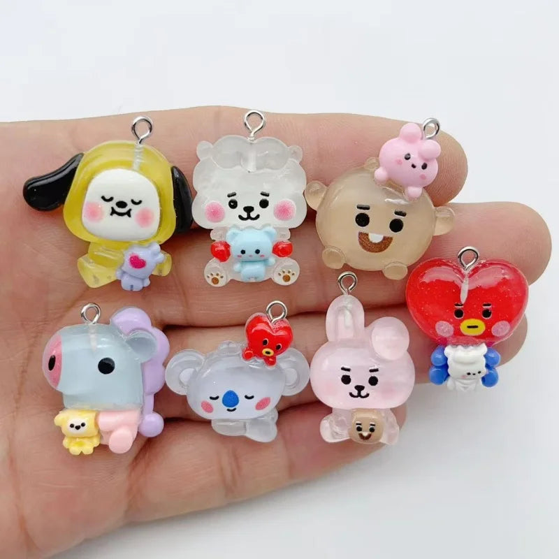 Kawaii Bunny Dog Charm Set for Jewelry Making & Crafts - 10 pcs