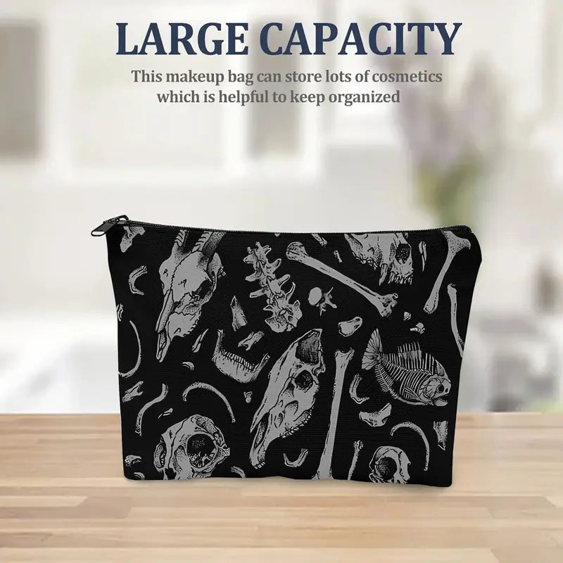 Gothic Style Makeup Bag with Jewelry Storage - Travel Zipper Pouch