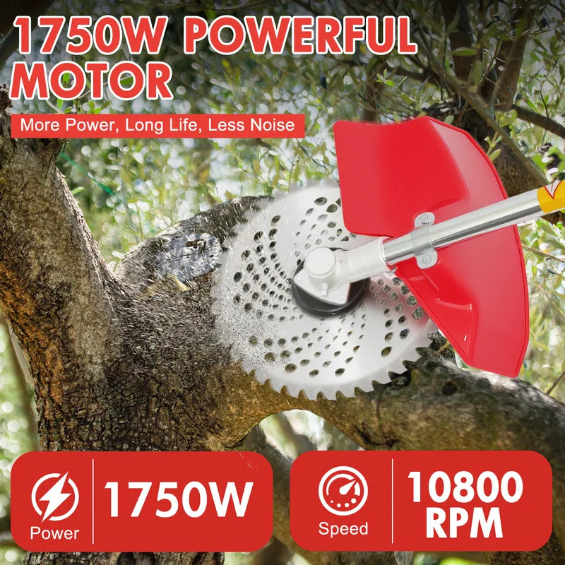 Gasoline Lawn Mower 52cc 2-Stroke 4-in-1 Trimmer with Adjustable Shaft and 4 Heads
