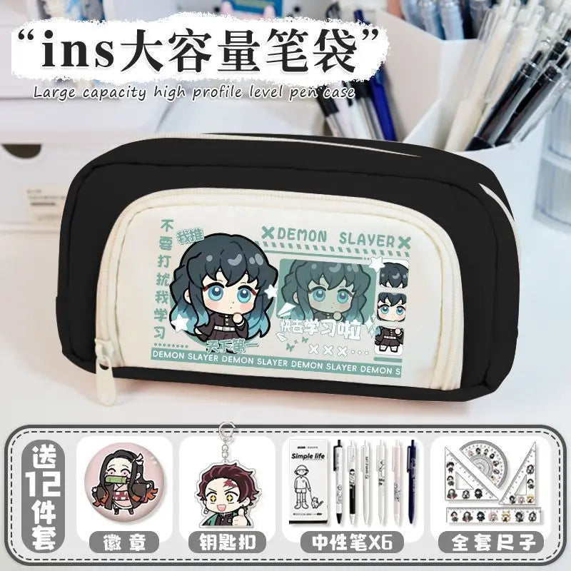 Anime Demon Slayer Pencil Bag - Kamado Tanjiro Multi-Functional Stationery Organizer