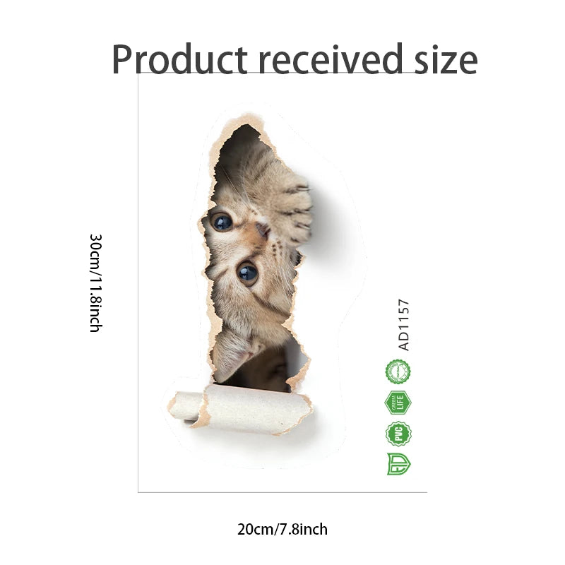 Peeping Cat Toilet Seat Sticker - Waterproof 3D Effect Bathroom Decor