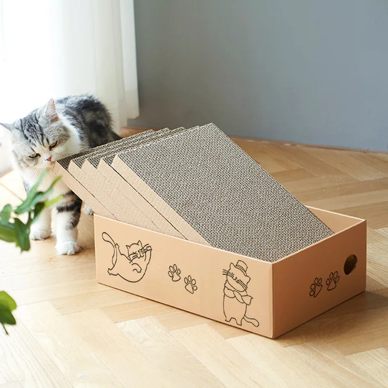 Corrugated Cardboard Cat Scratch Board - Double-Sided, Wear-Resistant, Non-Shedding, Universal Fit, 5 Pack