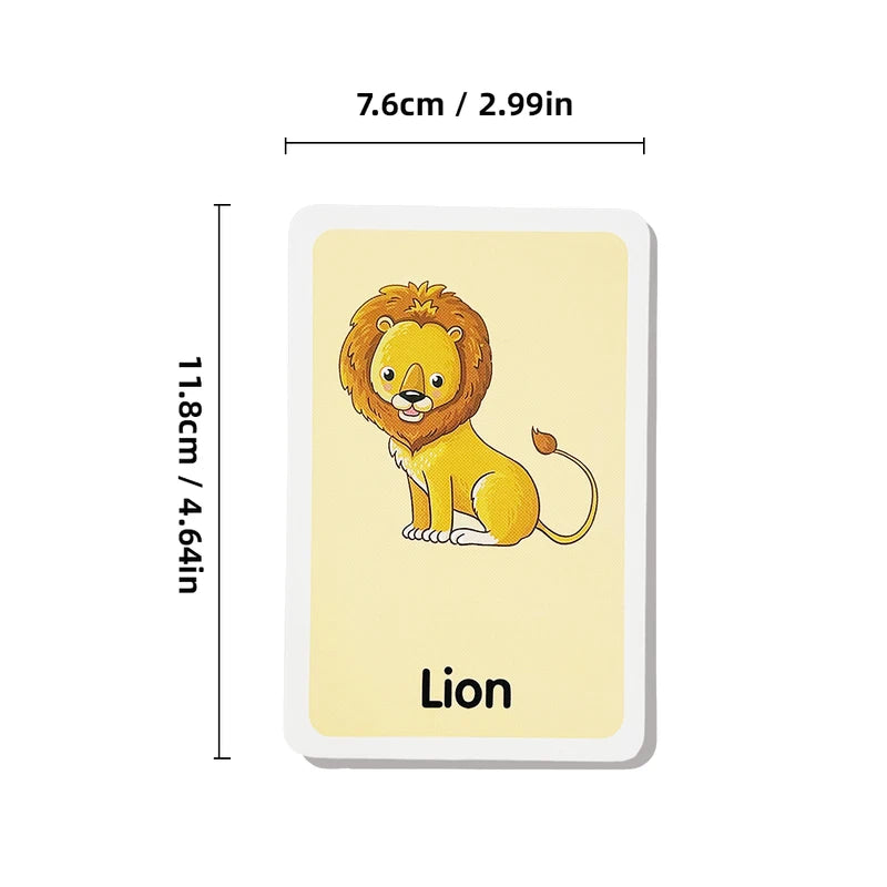 Double-Sided Animal Recognition Flash Cards for Kids Learning - 36 Pack